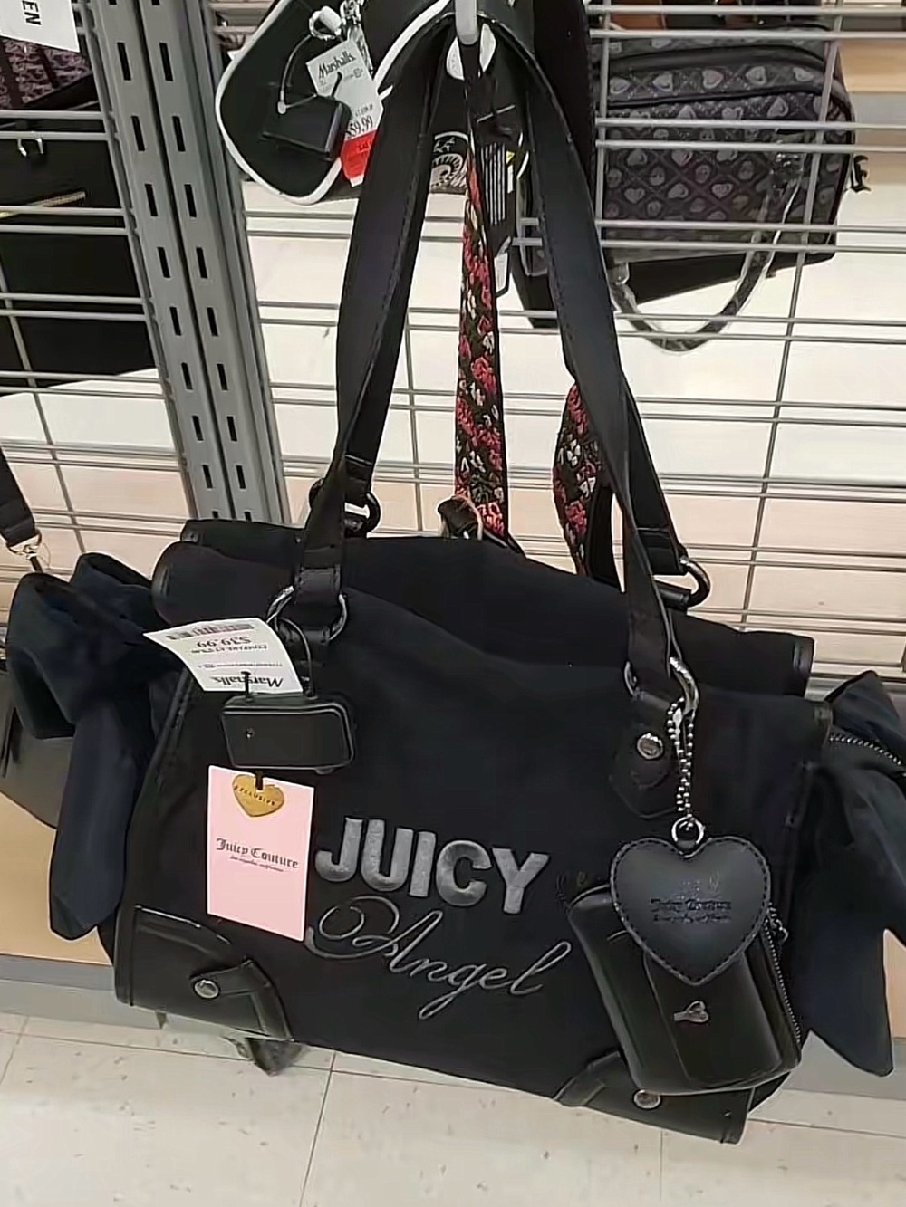 Juicy Couture Black 'Juicy Angel' Tote with Heart Charm